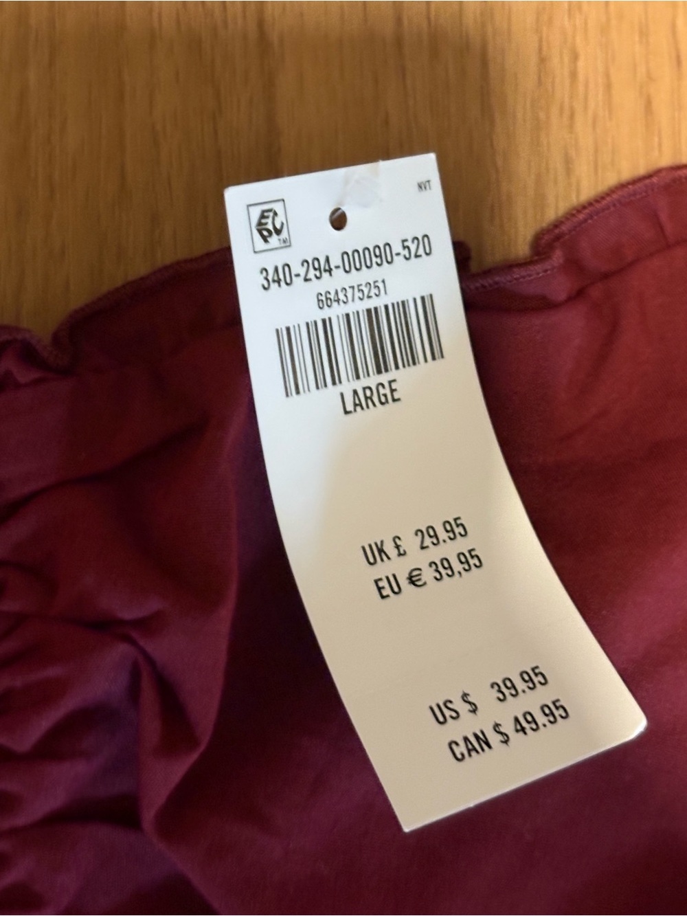 Hollister Burgundy Off-Shoulder Button Front Top - Picture 4 of 4